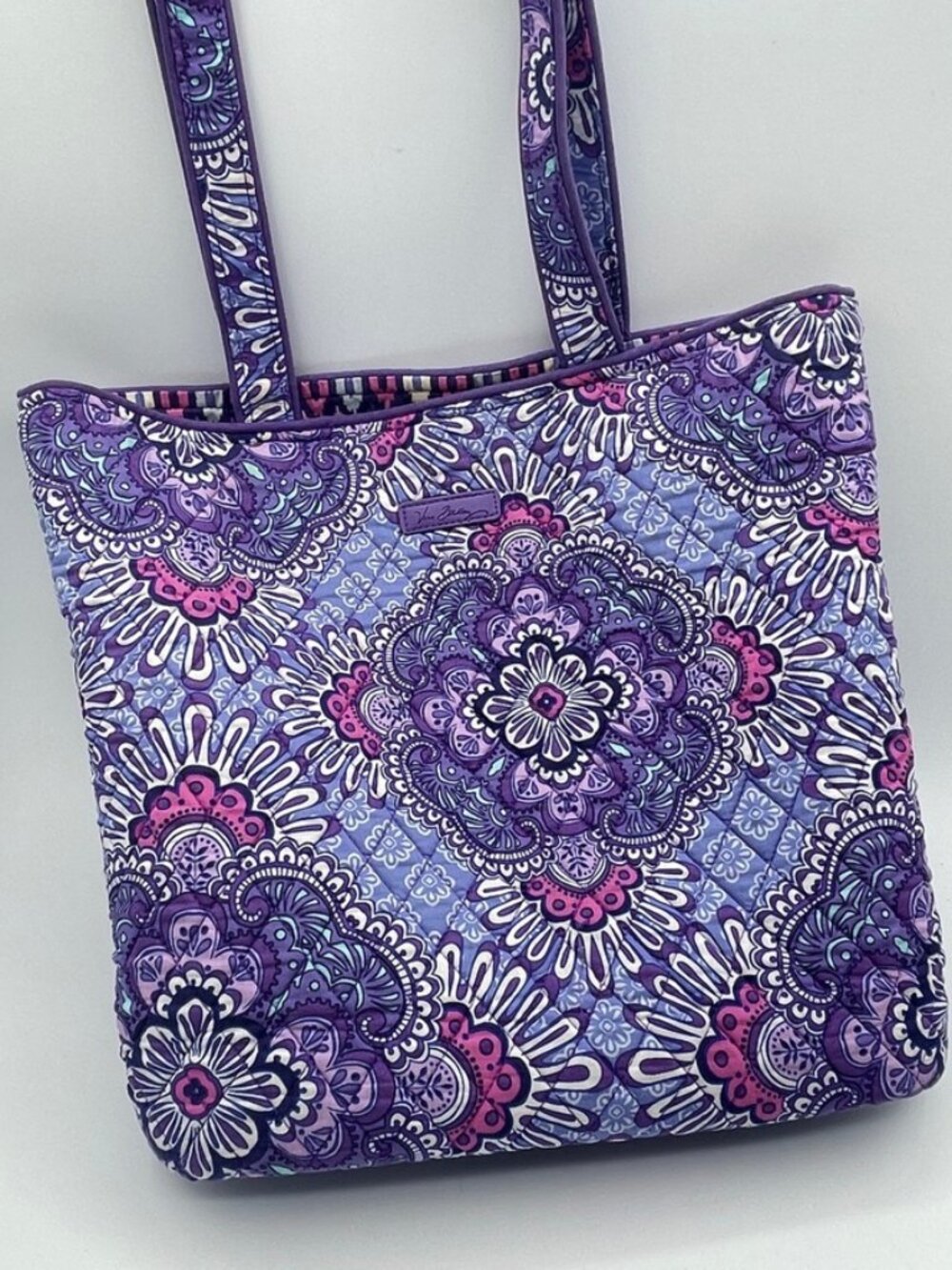 Vera Bradley Villager Tote Shoulder Purse Lilac Medallion - EUC
